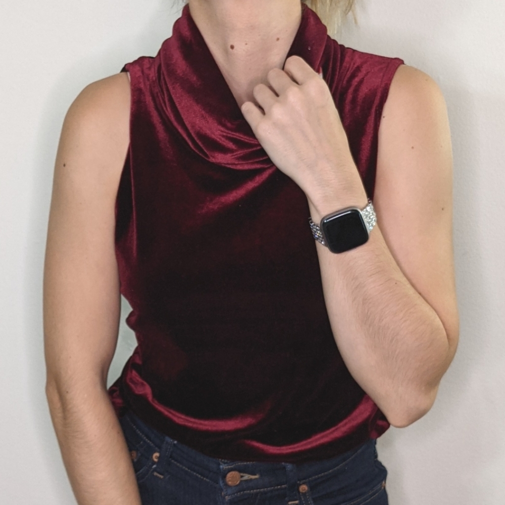 ACW Design red velvet turtleneck tank top s/m